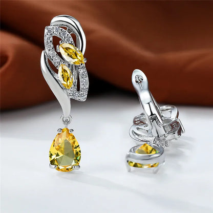 Blue Rainbow Stone Crystal Zircon Earrings