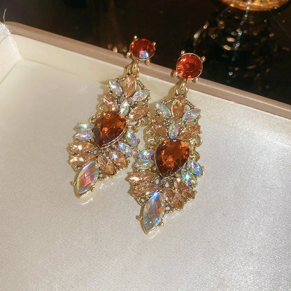 Vintage Blue Water Drop Crystal Clips Earrings