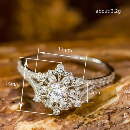 Huitan Fancy Snowflake Cubic Zirconia Rings