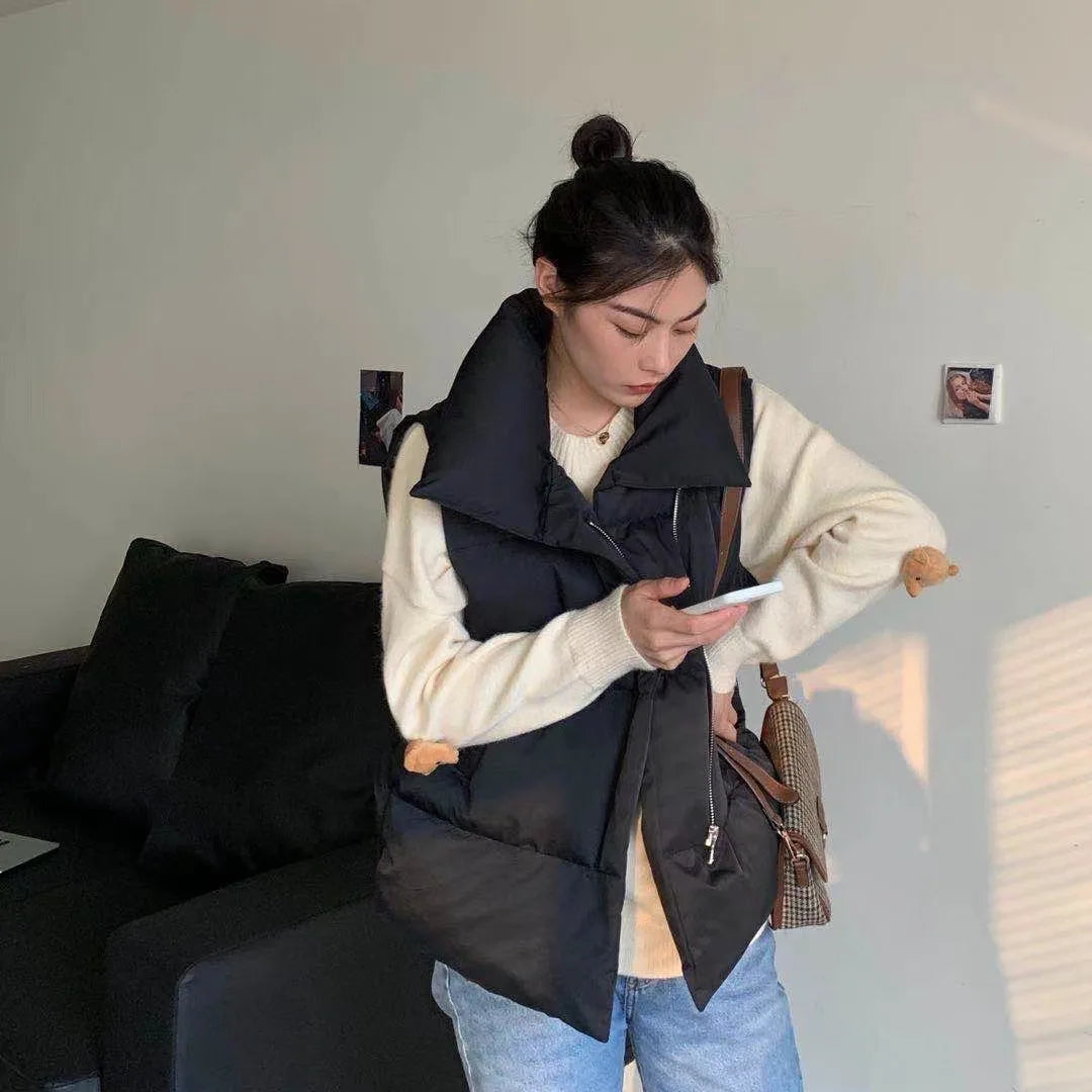 Short down Sleeveless Vest Warm Stand Collar Zipper Jacket