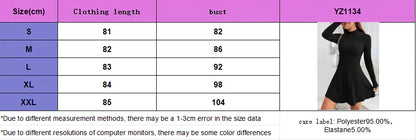 Vestido ajustado de manga larga con cuello alto y cintura media