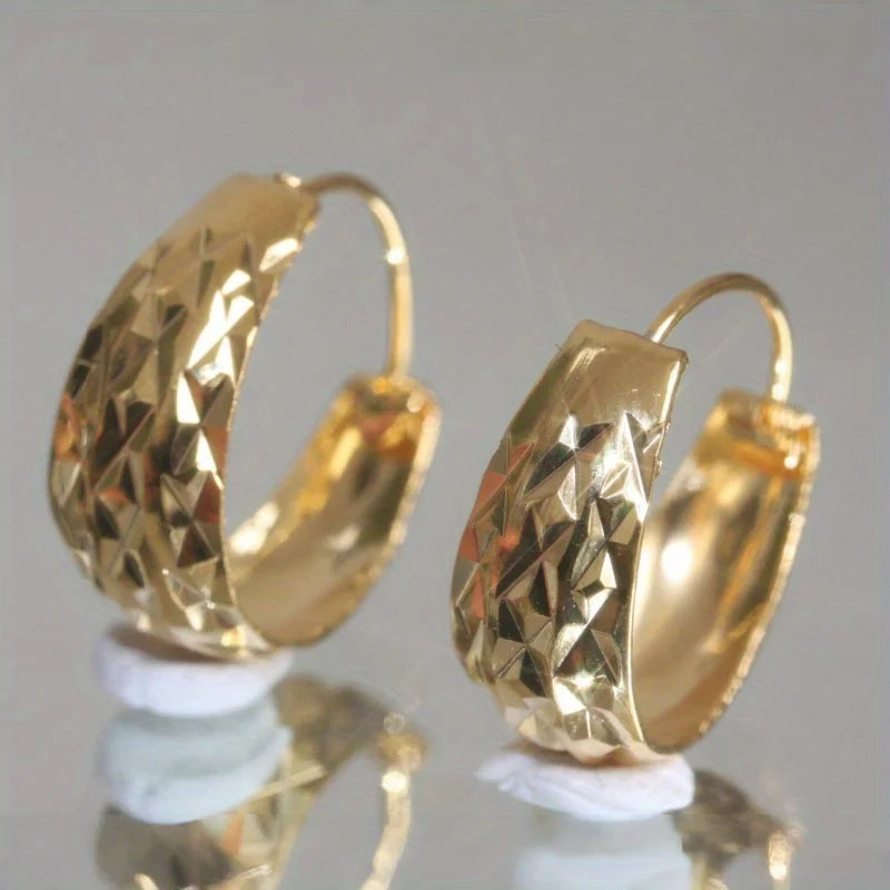 Wide Face Hoop Copper Golden Plated Bohemian Earrings