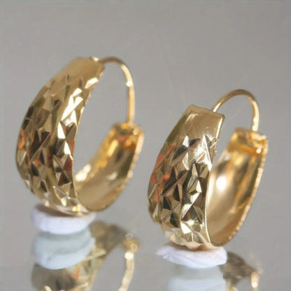 Wide Face Hoop Copper Golden Plated Bohemian Earrings