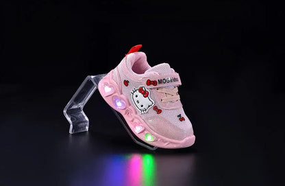 Hello Kitty Led Light Cartoon Leather Sport Sneakers