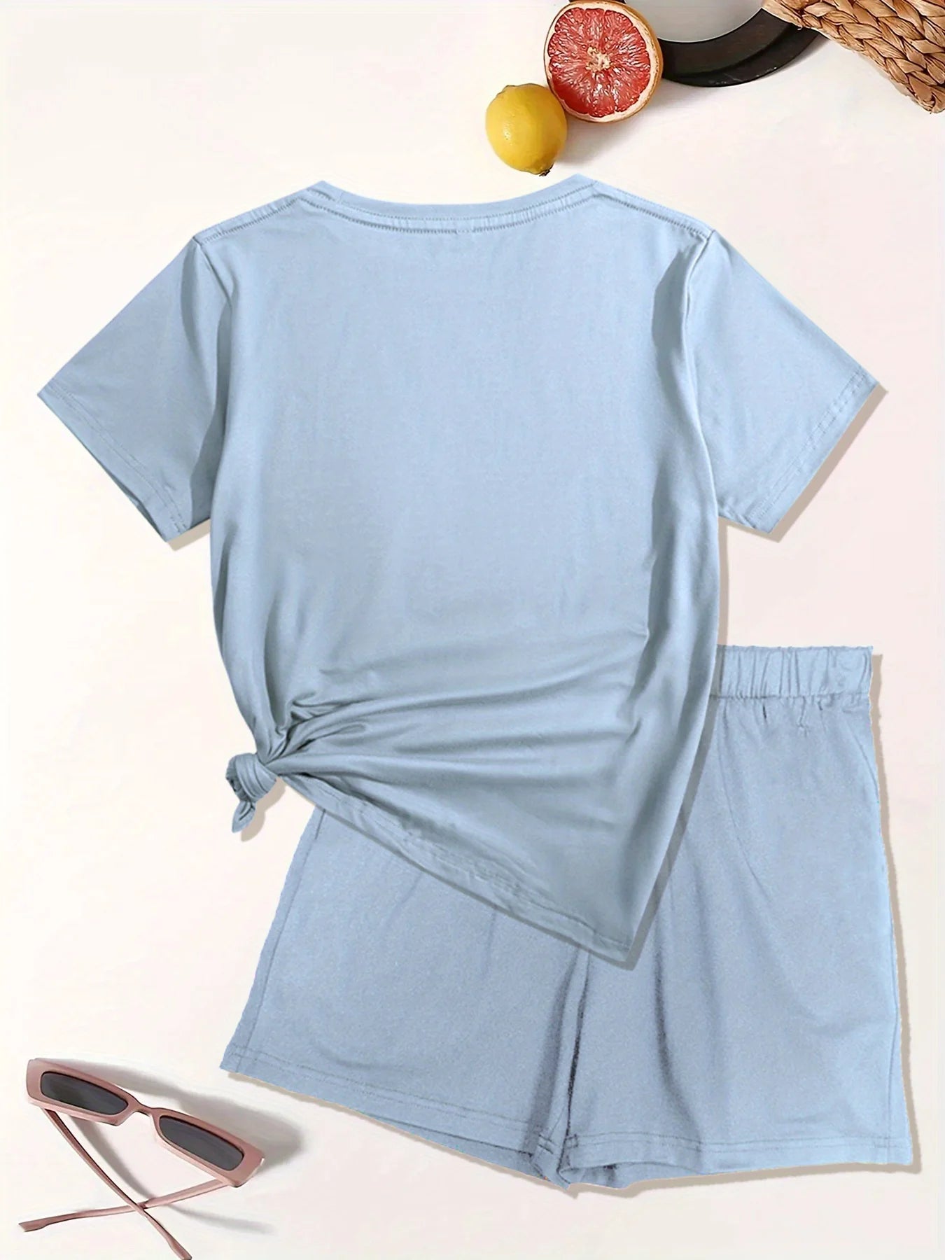 Cartoon print short sleeved T-shirt Set
