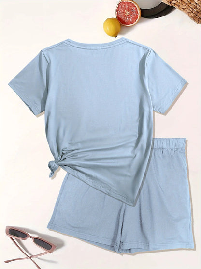 Cartoon print short sleeved T-shirt Set