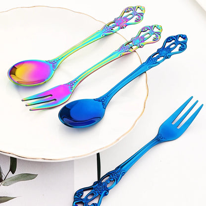 Stainless Steel Cutlery Knife Tea Fork Ice Cream Spoon Tableware Set