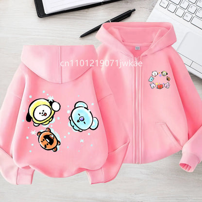 Tee Cute BT21 Mang Inspired Zipper Hoodie 3-12 Year Hoody Coat
