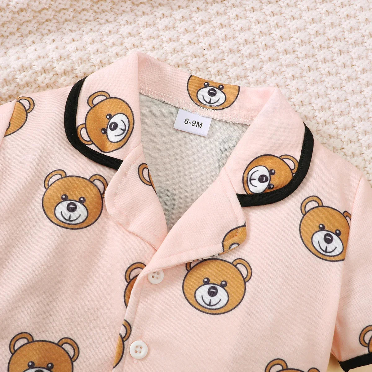 0-3 Years Cartoon Cute Pattern Short Sleeved Top+Shorts Set