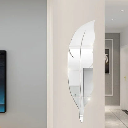 3D Dancing Feathers Mirror Wall Stickers