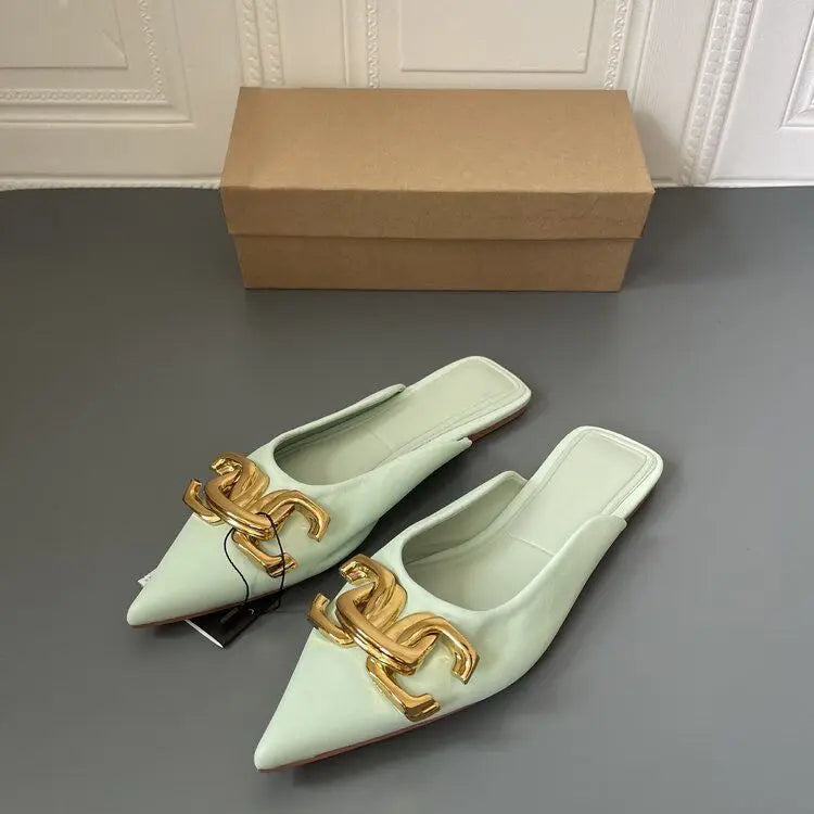 Luxury Metal Chain Flats