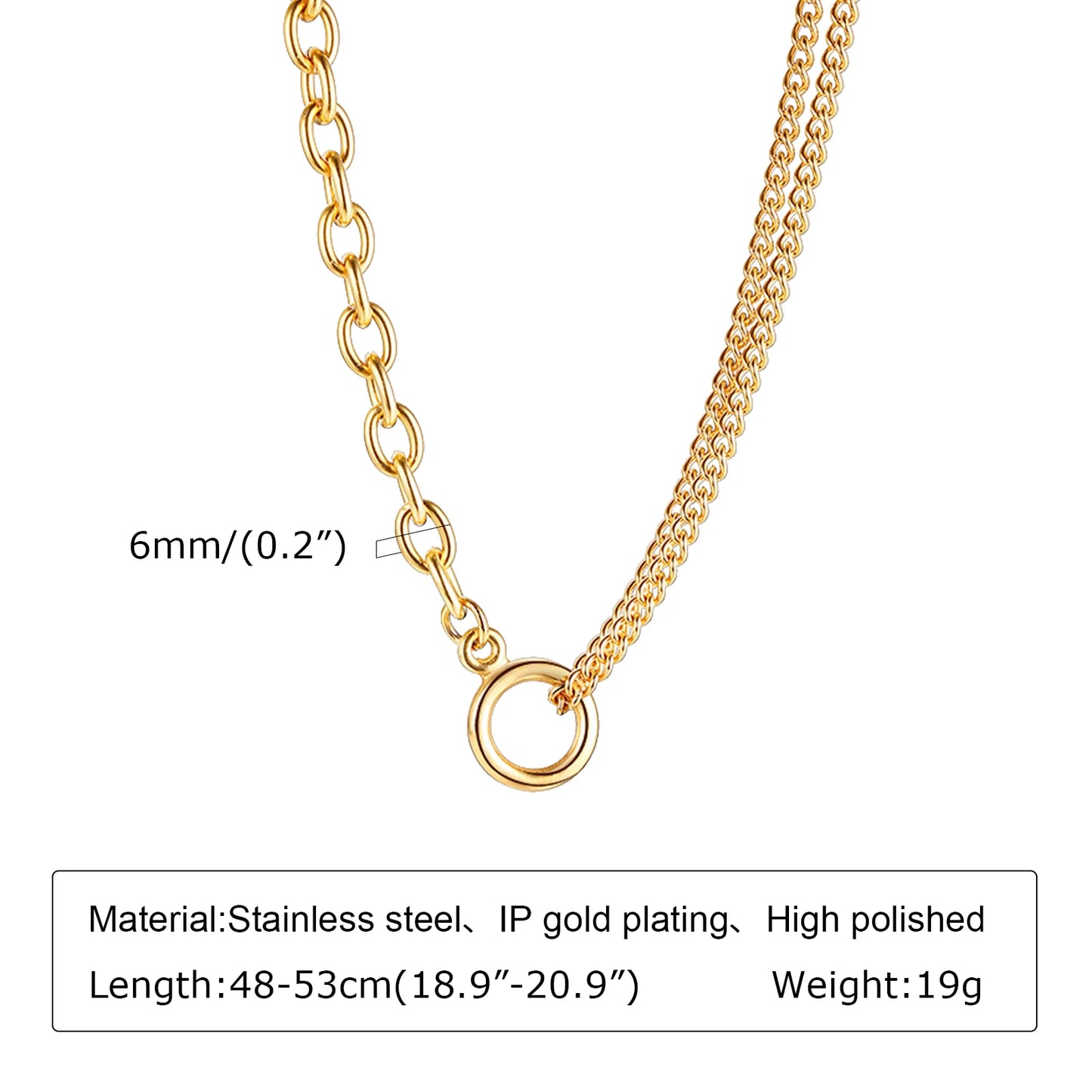 Chunky Gold Stainless Steel Jewelry Necklace