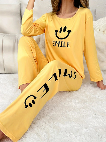 Cute Printed Long-Sleeve Pajama Set
