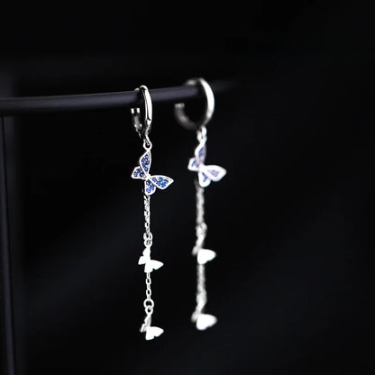 DANA 925 Diamond Butterfly Hoop Earrings