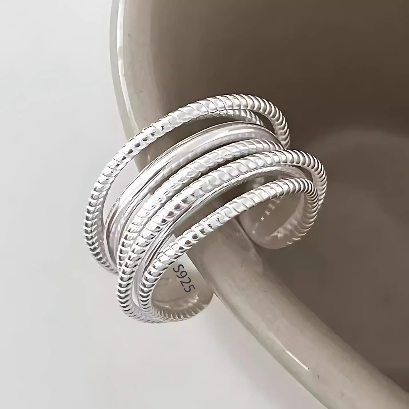 925 Sterling Silver Geometry Crystal Ring