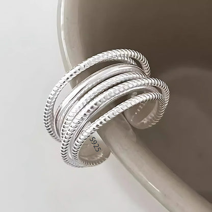 925 Sterling Silver Geometry Crystal Ring