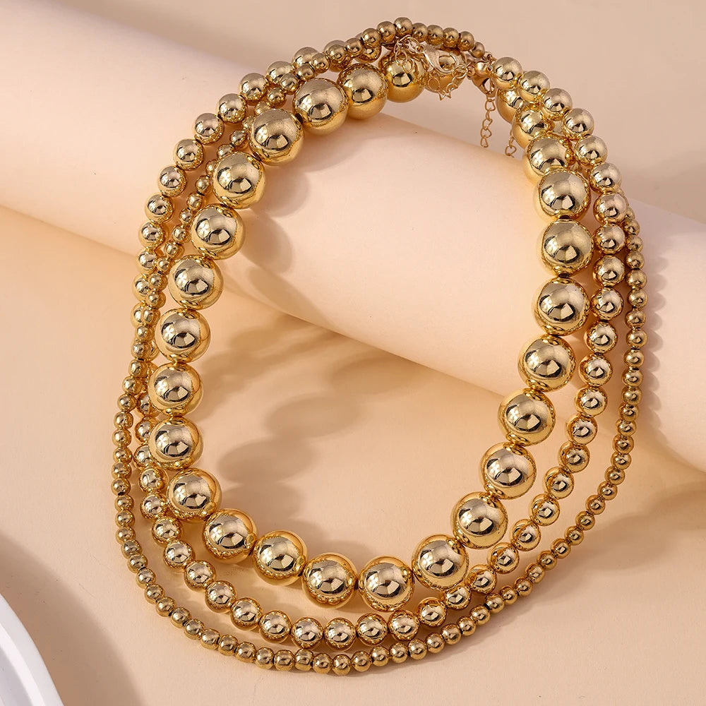 3pcs/set Cool CCB Beads Choker Round Ball Beaded Necklaces