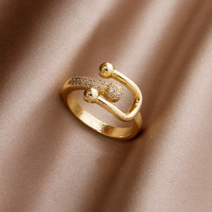 Sight Crystal Letter U Adjustable Zircon Rings