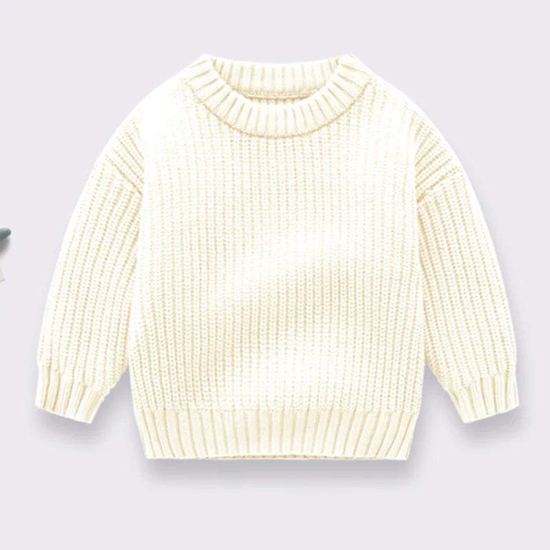 Newborn Knitted Long Sleeve Winter Sweater Solid Loose Pullover
