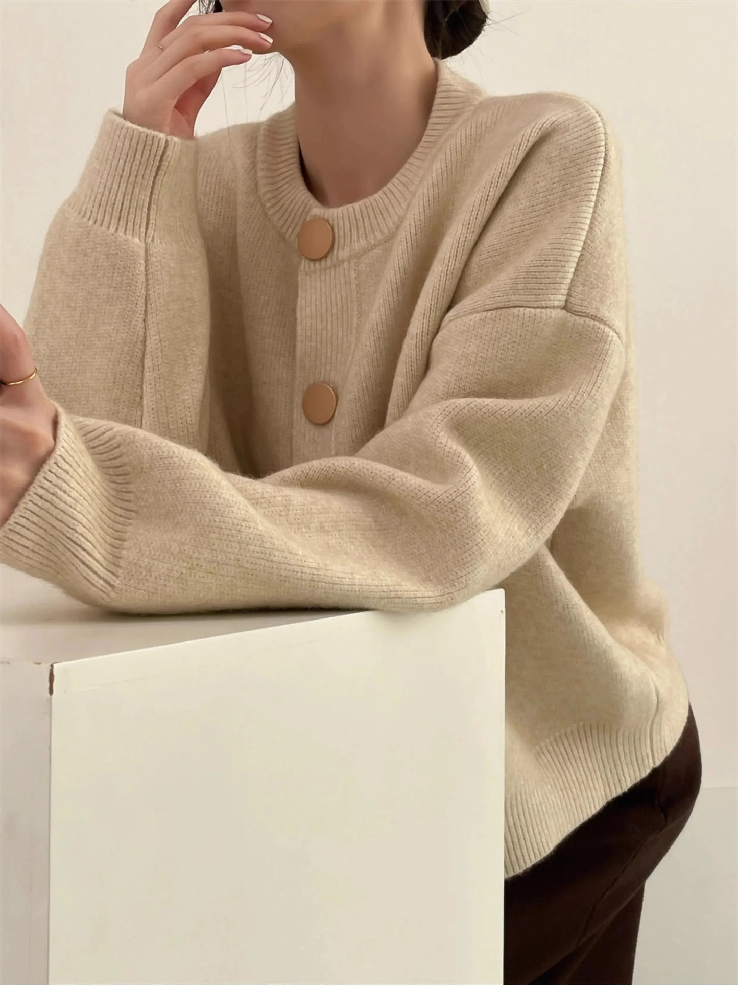 O-neck Loose Cardigans Single Breasted Sweaters