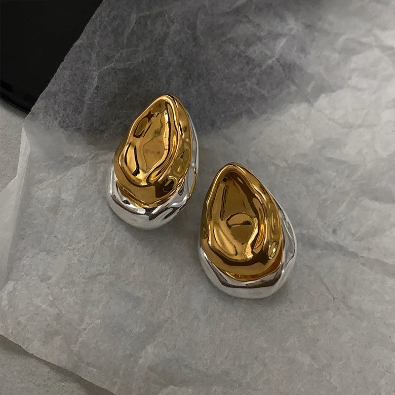 Stainless Steel Metal Splice Stud Earrings