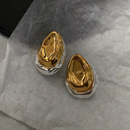 Stainless Steel Metal Splice Stud Earrings