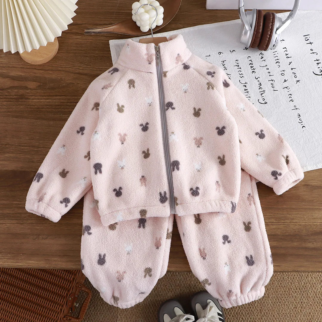 Fleece Homewear Suit 1-8Y Korean Thickened Warm Sets