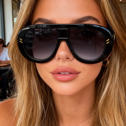 Rivet Luxury Big Frame Black Leopard Sunglasses