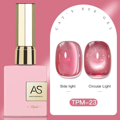 15ml Peachy Whimsy Pink Cat Eye Gel Nail Polish Glitter