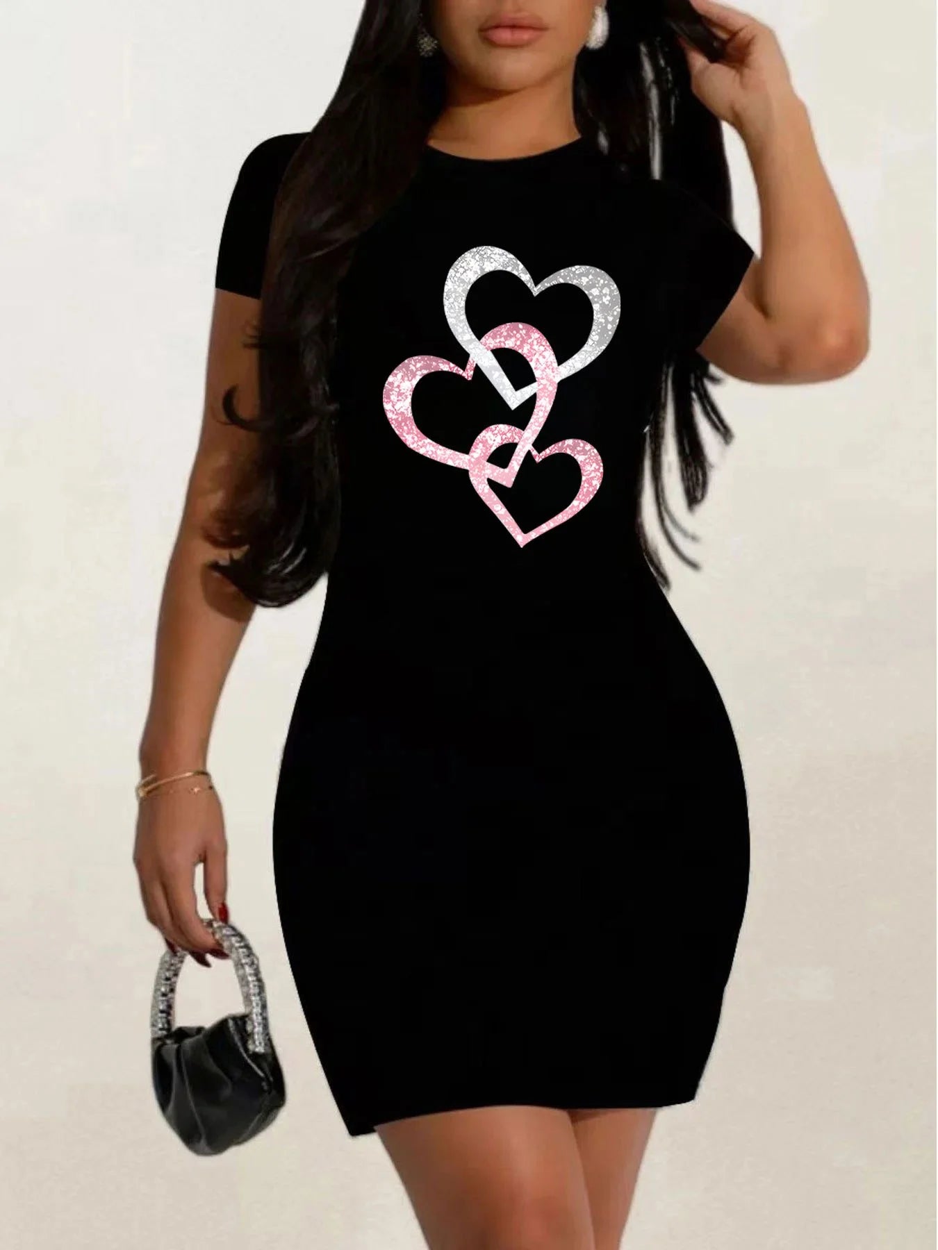 Short sleeves Casual Graphic Round Neck Loose Fit Dress