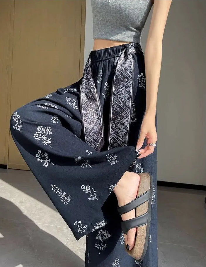 Retro Comfortable Pants Printed Thin Office Pants