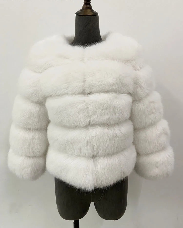 Chaqueta de piel sintética esponjosa de visón