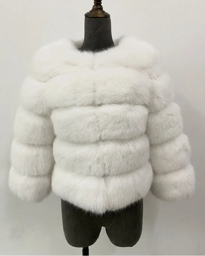 Chaqueta de piel sintética esponjosa de visón