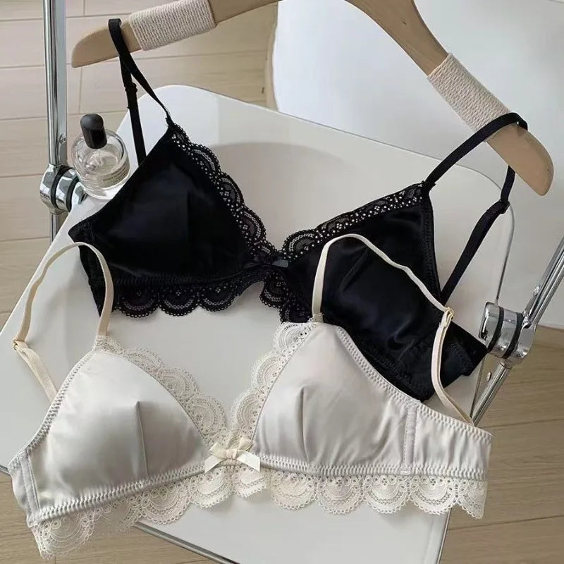 Korean Triangle Cup Bow Lace Bra