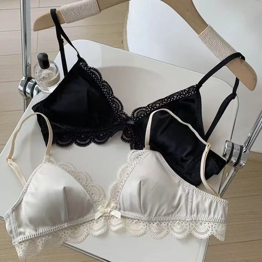 Korean Triangle Cup Bow Lace Bra