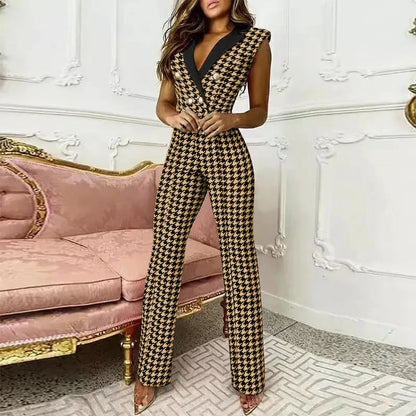 Elegant Jumpsuit High Waist Sleeveless Sexy Long Pants