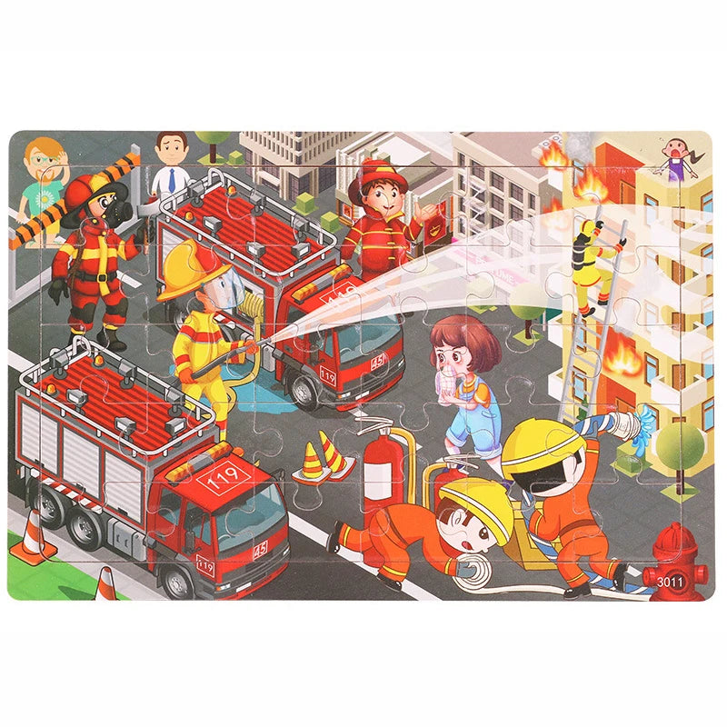 30 Pieces Wooden Jigsaw Puzzle Kids Cartoon Animal Puzzles Toys