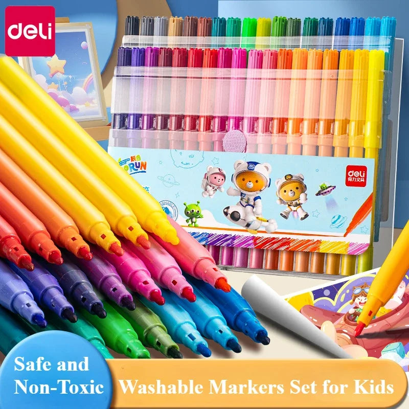 Washable Markers Set for Kids 12/24/36/48 Art Colors Drawing Pen