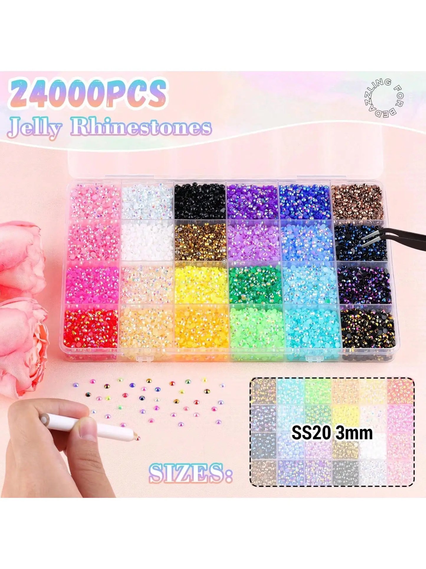 28 grid 3/4/5mm mixed color Jelly/resin drill rhinestone se