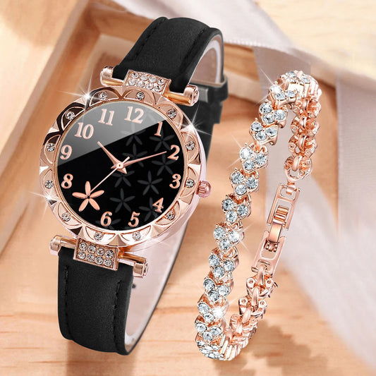 DANA Rhinestone Heart Bracelet Set watch