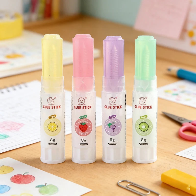 1-4Pcs Cute Colorful Solid Glue Sticks High Viscosity Glue for Paper