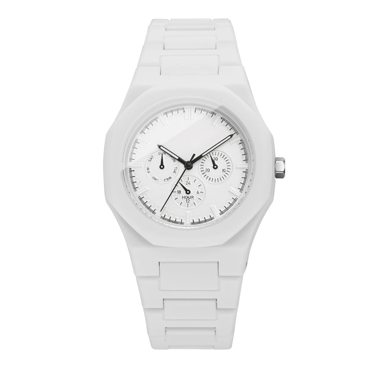 Imitation Three-eyes Dial Quartz Plastic  Band Watch