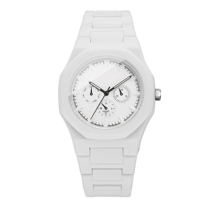 Imitation Three-eyes Dial Quartz Plastic  Band Watch