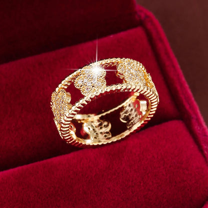 Exquisite Flower With Sparkling Synthetic Zirconia Rings