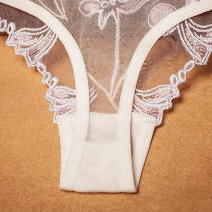 Sexy Lace Floral Thong Mesh Perspective G-String