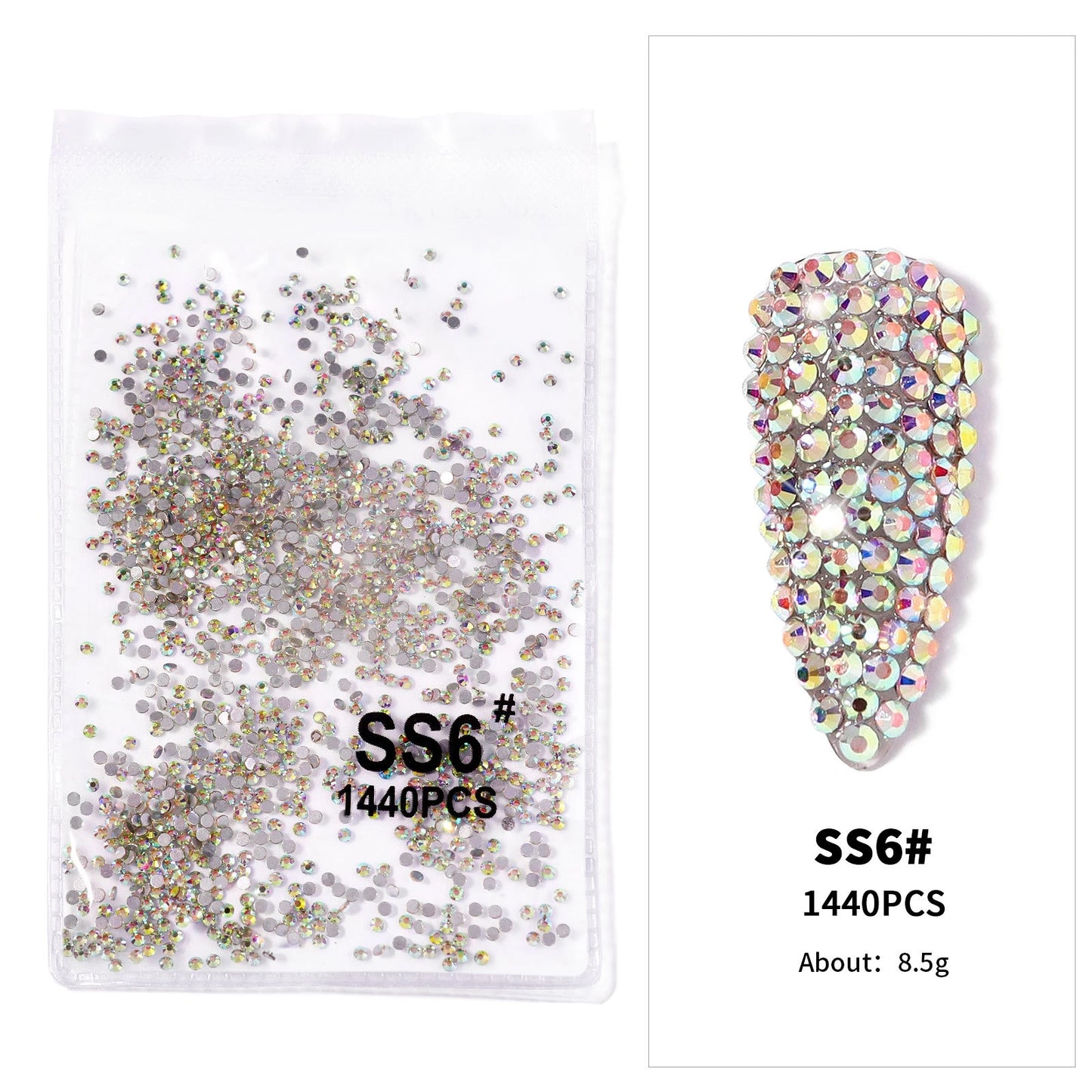 12Gird 3D Glass AB Crystal Nail Art Rhinestones Kit