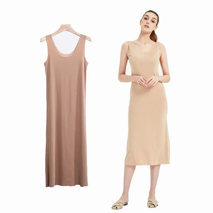 Ice Silk Slips Long Midi Dress