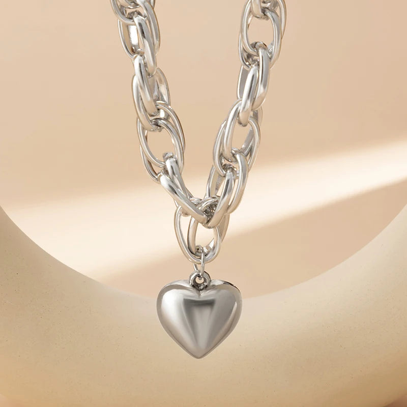 Punk Love Heart Pendant Necklaces