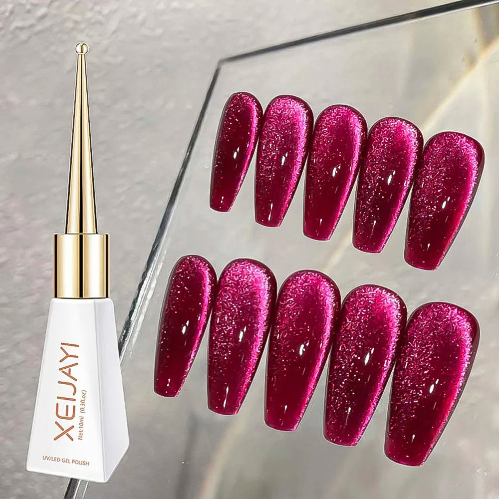 10ml/Bottle Ruby Red Cat Eye Gel Nail Polish Wine Red Cherry Dopamine Glitter Nail Gel