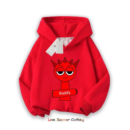 Sprunki Thick Anime Cartoon Sweatshirt Autumn Winter Hip Hop Hooded